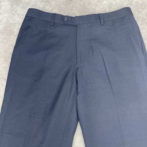 Jos A Bank Mens Fits 32W x 29L Navy Dress Pants Wool Blend Flat Front Classic - Picture 2 of 7